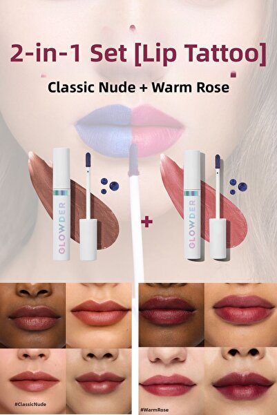 Glowder Natural مجموعة أحمر شفاه قابلة للتقشير إضافية في السلة، أحمر شفاه ثاب...