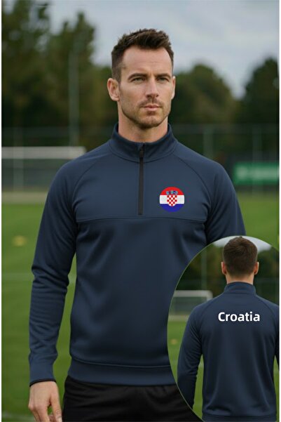 SARI Hrvatska Croatia Half Zippered Diver Fabric Sweatshirt Top