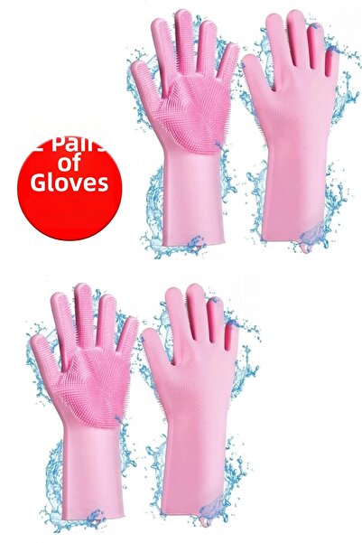 Tilbe Home قفازات غسيل الأطباق السحرية المصنوعة من السيليكون، قفازات تنظيف ال...