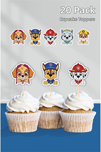 Markasız ucuz Paw Oil Themed Birthday Party Set Supplies Cupcake Ornament 20 ...