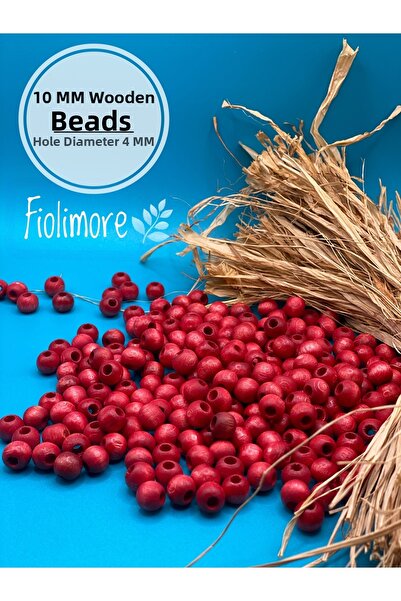 Fiolimore Mărgele din lemn roșu de 10 mm (50 Gr 135 bucăți) Diametru gaură la...