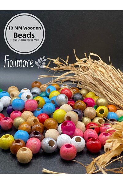 Fiolimore Mărgele din lemn de culori mixte de 18 mm (50 grame 30 bucăți) Diam...