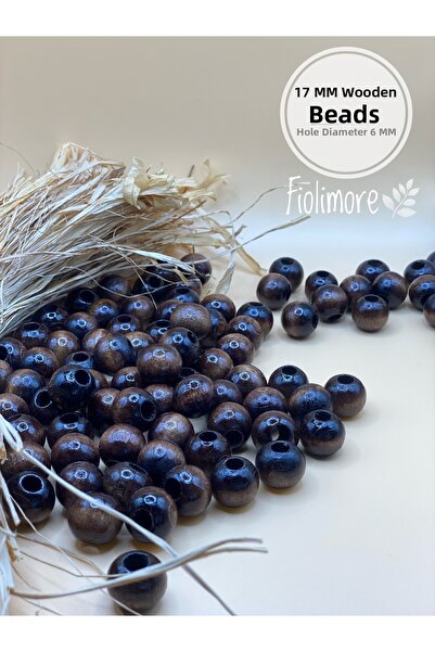 Fiolimore Καφέ ξύλινες χάντρες 17 mm (50 Gr 32 τμχ) Φαρδιά διάμετρος τρύπας 6...