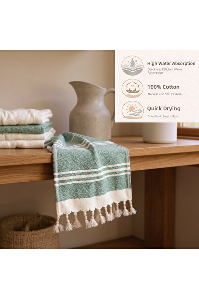 CESSTORE 3 Pieces of 100% Cotton High Absorbent Kitchen Hand Towels, Quick-Dr...