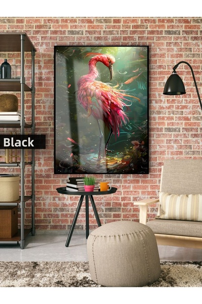 Harika bir ev Hari̇kabi̇rev |   Pink Flamingo Model | Framed Tempered Glass T...
