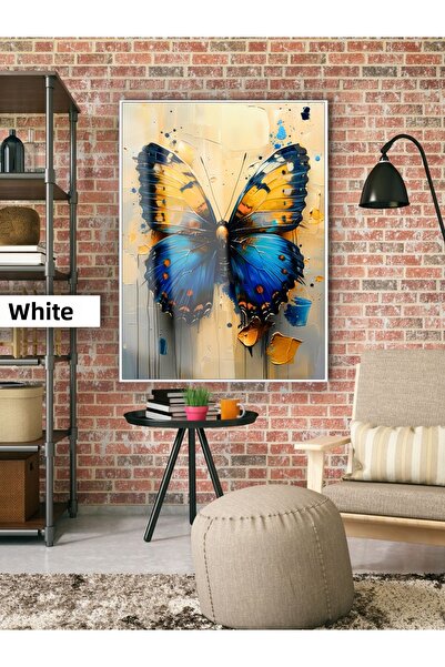 Harika bir ev Hari̇kabi̇rev | Modern Sari-Dark Blue Butterfly Model | Framed ...