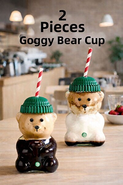 ALSİ HOME Fenomen Bear Water Bottle with Green Cap and Straw Pinterest Flask ...