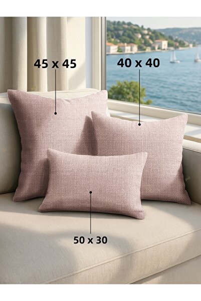 Demor Home Linen Textured Powder Pink Throw Pillow Cover
