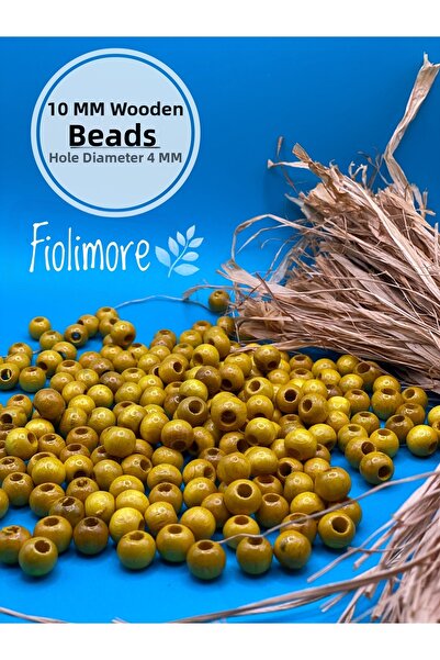 Fiolimore Mărgele din lemn galben de 10 mm (50 Gr 135 bucăți) Diametru gaură ...