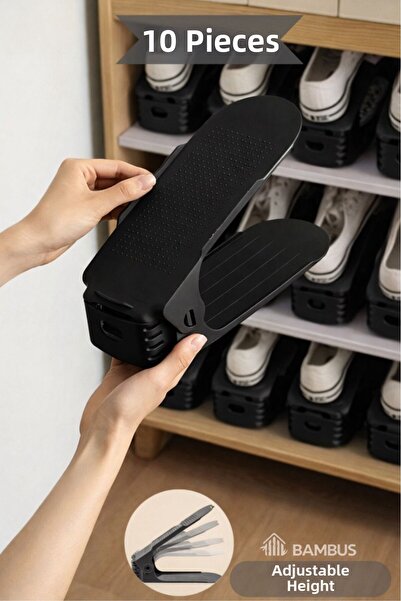 Bambus Home 10 Single Shoe Ramp Shoe Organizer Organizer