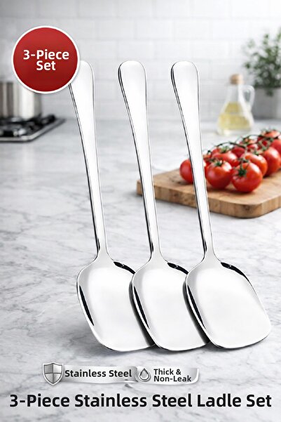 Berdina Home Serving Spoon Set 3 Pieces Stainless Steel Luxury Salad Pastry P...