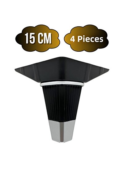 DSYapıAksesuar İrem Crom Negru 15cm Picior din plastic pentru mobilier, masă ...