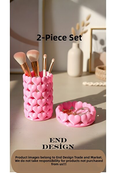 END DESİGN TİCARET VE MARKET Sweet Hearts Set of 2 Aesthetic Heart Makeup Org...