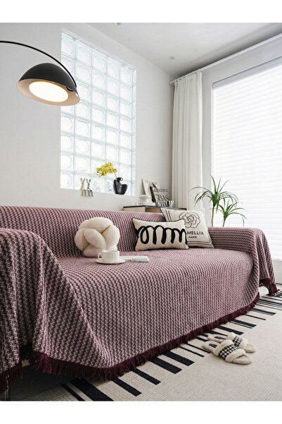 rellhome Cotton Sofa Cover with Fringes | Multi-Purpose Cover | Sofa Shawl | ...