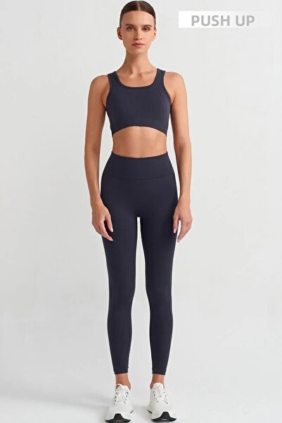 COMEUP Herringbone Patterned Gathering Tights Dark Navy Blue