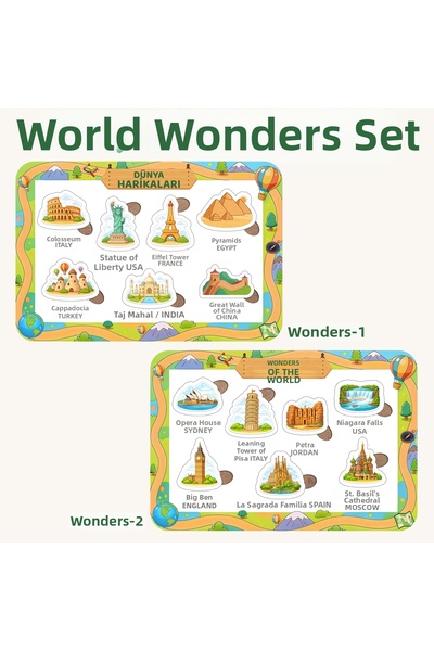 NCPUZZLES Wooden Turkish Educational and Instructional 2-Piece Puzzle Set - W...