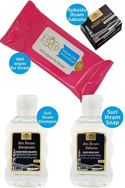 ESVED 20 Gr Unscented Dish Set - Liquid Soap, Shampoo and Wet Wipes