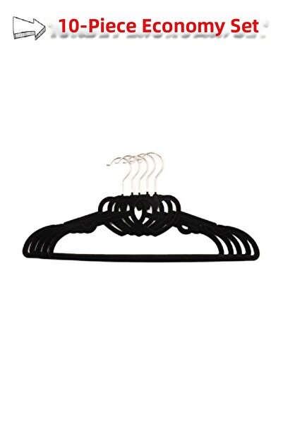 Kapris 10 قطع من شماعات الملابس المخملية الفاخرة عالية الجودة باللون الأسود MH01