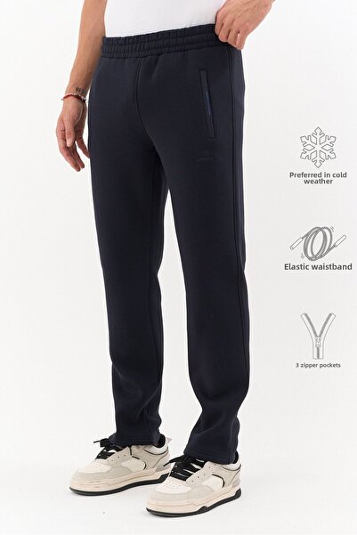Shooter Sportswear Navy Blue Men's Winter Sweatpants with Zipper Pockets, Fle...
