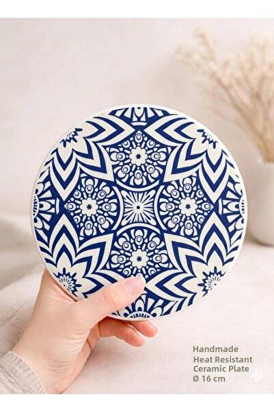 Eren Çini Seramiği Handmade Tile Patterned Ceramic Trivet - Heat Resistant, 16 cm
