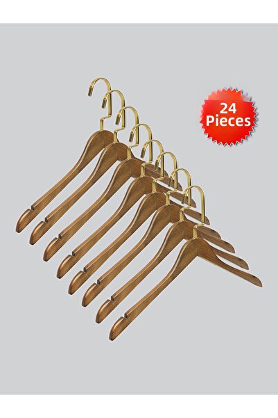 NYN Wooden M001-Ç (Gold Hook Lama) Shirt, T-Shirt, Blouse, Dress Hanger 24 Pi...