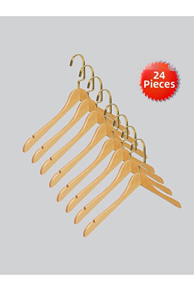 NYN Wooden M001-Ç (Gold Hook Lama) Shirt, T-Shirt, Blouse, Dress Hanger 24 Pi...