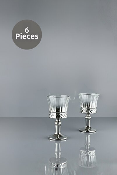 rova tr Premium Honey Titanium Sparkling Footed Small Coffee Glass Set - 6 Pi...