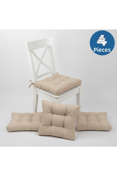 ALTINPAMUK Σετ 4 τεμαχίων Luxury GOLD Pofidik Beige Μαξιλάρι Καρέκλας με Ειδι...