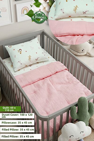 Yada Baby 4 Piece Newborn Baby Quilt Set Made of 100% Cotton Muslin Fabric 60...