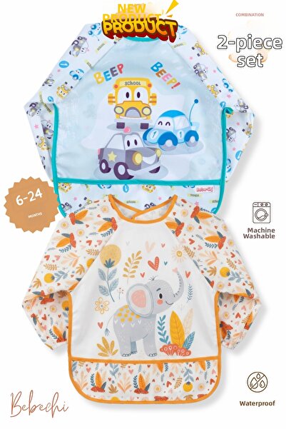 Bebechi 2-Piece Long Sleeve Wearable Elephant-Car Pattern Liquid-Proof Activi...