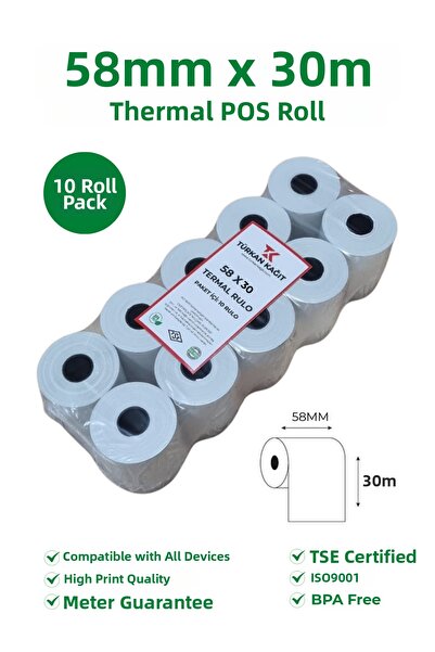 RULORULO لفافة حرارية 58×30، عبوة واحدة تحتوي على 10 قطع، خالية من مادة BPA