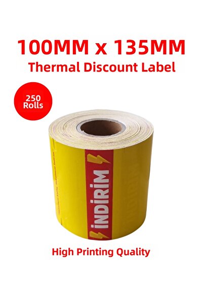 RULORULO 135×100 ملصق كرتون حراري باللون الأصفر، 250 لفة، 1 قطعة في اللفة