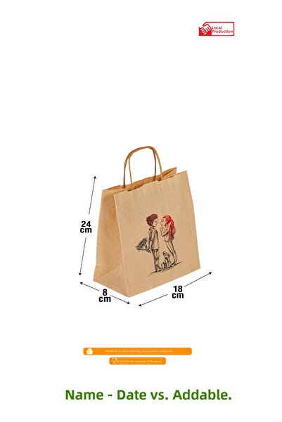 PACKOLAY Valentine's Day Kraft Gift Bag 5 Pieces – Love-Themed Romantic Package