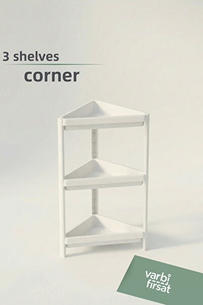 Varbifırsat وحدة رفوف مثلثة من Vesken مكونة من 3 طبقات لتنظيم رف الحمام وحامل...