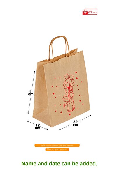 PACKOLAY حقيبة هدايا كبيرة الحجم من كرافت باللون البني 5 قطع مطبوعة بشكل رومانسي