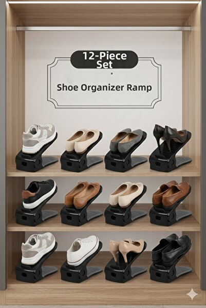 Gardino Org 00012 Home 12-Piece Adjustable Shoe Ramp Height Adjustable Shoe O...