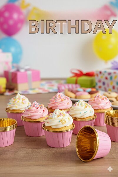 DODOMAR Cupcake Capsule Pink with Gold Metallic Interior 25Pcs