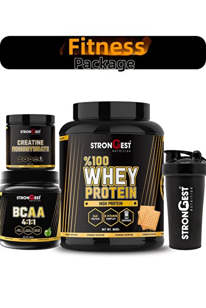 STRONGEST مجموعة اللياقة البدنية، بروتين مصل اللبن بنكهة البسكويت، الكرياتين،...