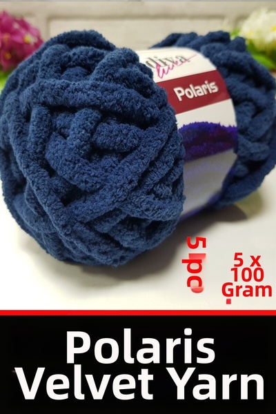 Diva İplik ديفا بولاريس (5*100 جرام) خيط مخملي سميك - 04 أزرق داكن