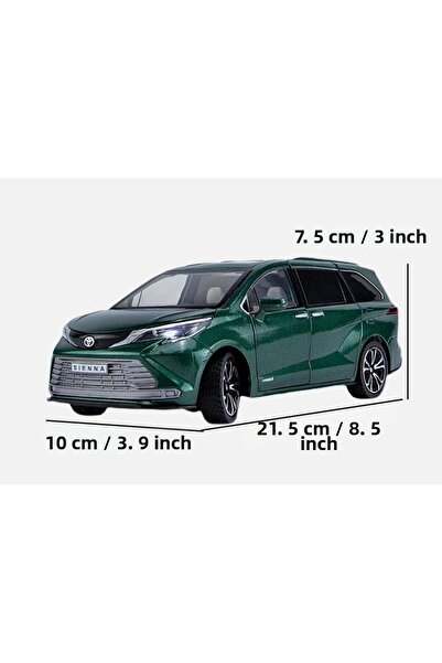 Asya Oyuncak Boxed Collection 1 / 24 Scale Toyota Sienna Mpv Green Metal Car