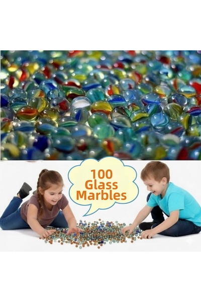 Neler Geldi Neler Mixed Color 100 Pieces of Marbles Toy Ball Set in a Net Gla...