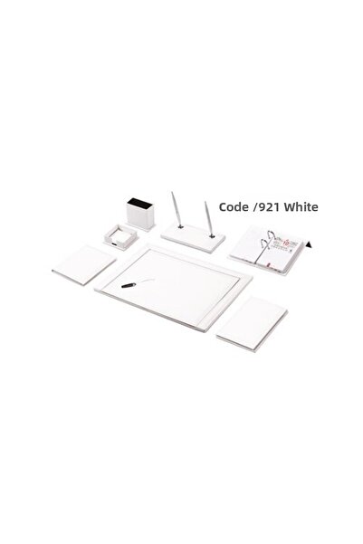 Gülpaş طقم مكتب فاخر 9 قطع مؤطر باللون الأبيض