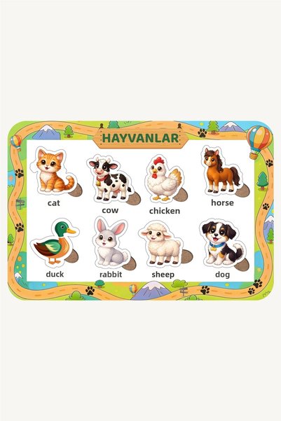NCPUZZLES Wooden Animals-1 Farm Animals Turkish Educational and Learning Puzzle