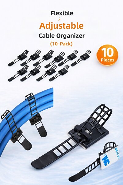 Ecuy Adhesive Adjustable Cable Collection Holder 10-Pack Strong Adhesive Cabl...