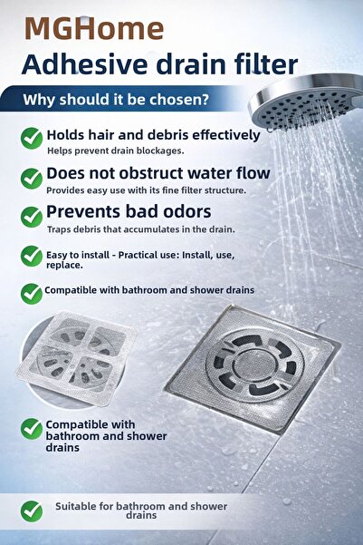 VENON 5 Pieces 💚 Drain Coverer Debris Catcher Self Adhesive Drain Cover Anti...