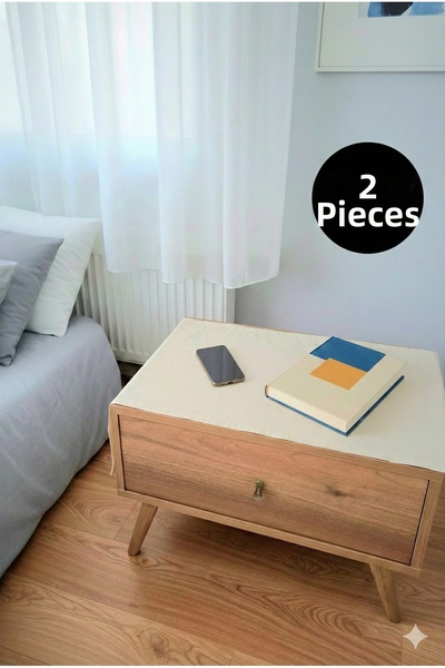 MiniStand غطاء طاولة بجانب السرير من القماش الخام مقاس 45 × 90 سم، مصنوع من ا...
