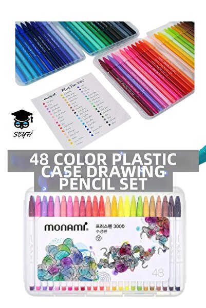 SEYFİKİRTASİYE 48 Color Plastic Bagged Drawing Pencil Set 0.4 mm Felt Tip