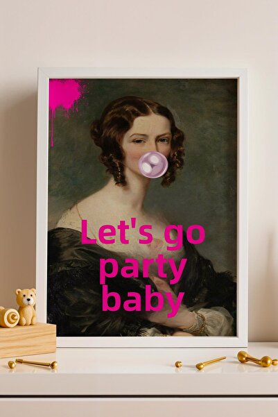 Saturn Lets Go Party Baby Tablou înrămat Bubble Gum Balloon Decor pentru came...