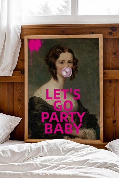 Saturn Lets Go Party Baby Tablou înrămat Bubble Gum Balloon Decor pentru came...