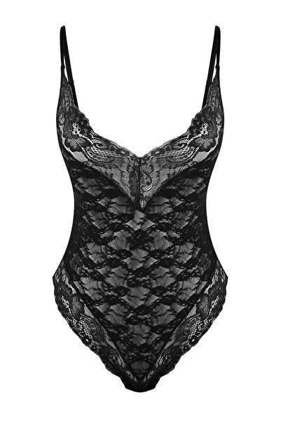 Trendyol Collection Black Lace Fitted Capless Body Thmss26Bd00003